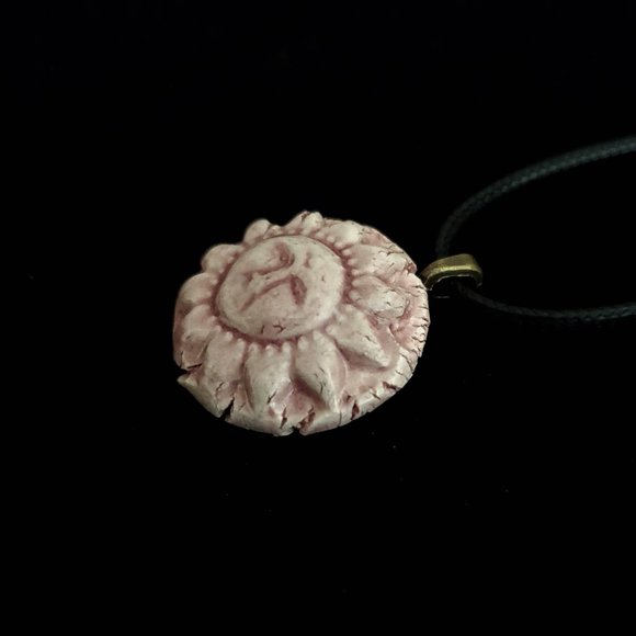 Handmade Ceramic Pink Sun Pendant Necklace, Sol Pendant - Picture 7 of 13